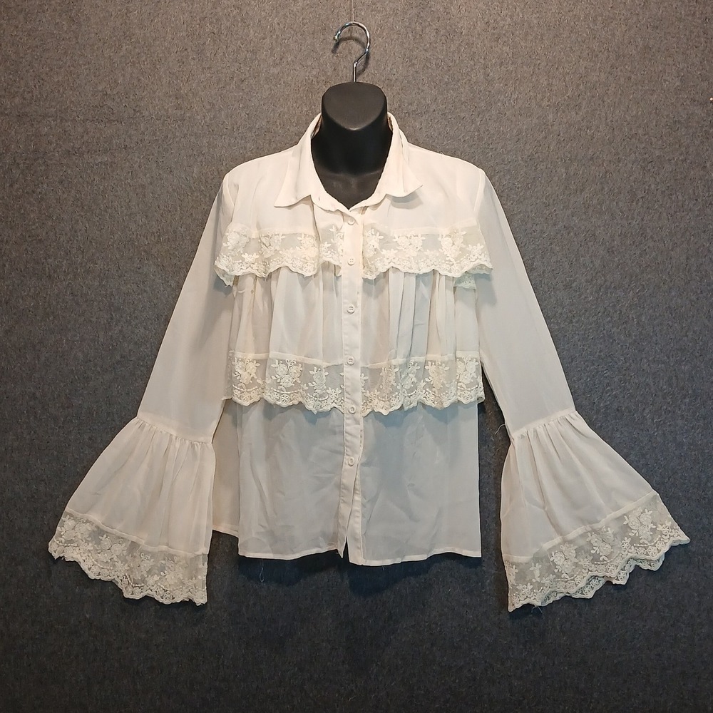 INA M long sleeve lace ruffle top romantic cowgirl western whimsygoth vampire